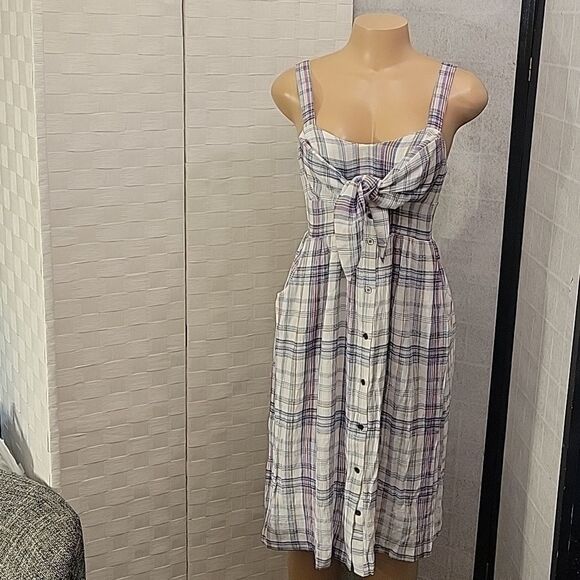 BRAND NEW COCO+JAMIESON GING-HAM  STRAPLESS  CUTOUT DESIGN DETAILS FRONT DRESS - Picture 2 of 15